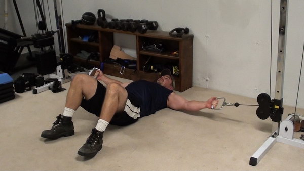 hitting the lower pecs with cable floor flyes