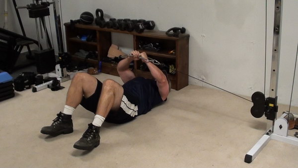 hitting the lower pecs with cable floor flyes