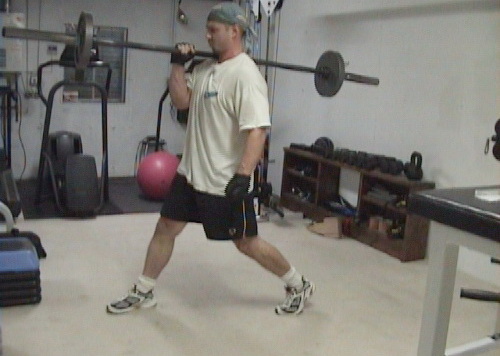 Shoulder Barbell Split Squats for training legs at home