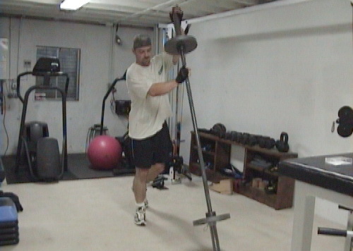 Shoulder Barbell Split Squats for training legs at home