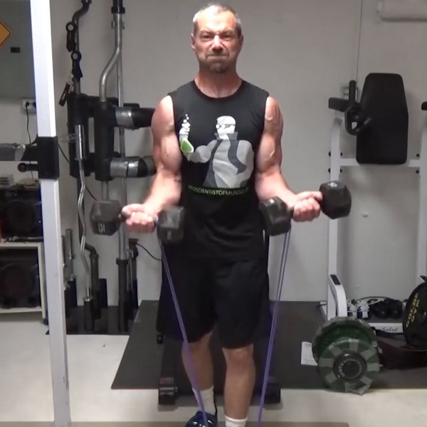 Band Supination Resisted Dumbbell Curls